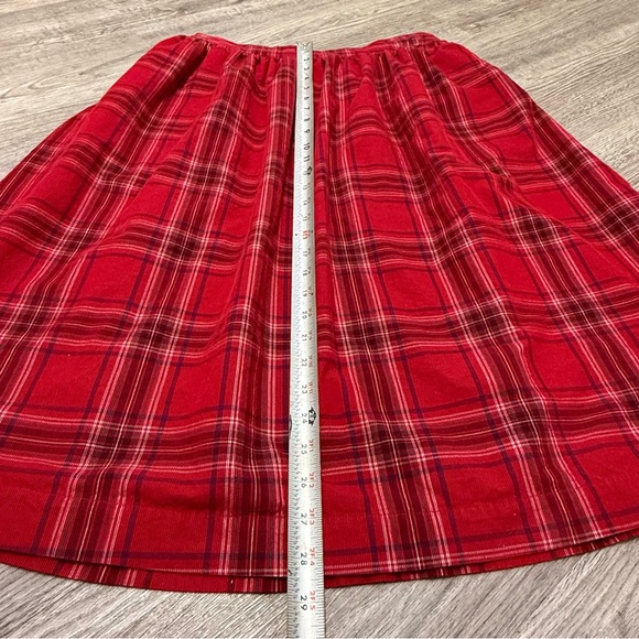 Vintage St Johns Bay Cottagecore Red Plaid Midi Cotton Skirt Corduroy Prairie M - Picture 6 of 8